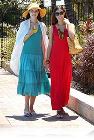 Nikon COOLPIX S3600 photo of two women in sundresses showing Smart Portrait System.