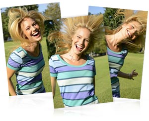 three photo composite of a girl shaking her hair, shot with the Nikon 1 V2