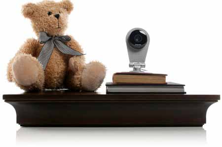 Dropcam on a shelf as a baby monitor
