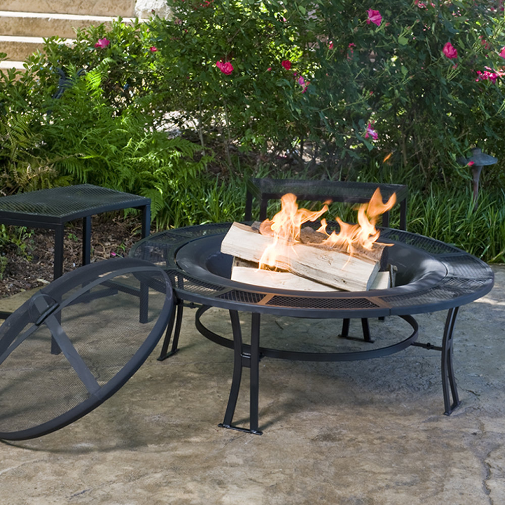 CobraCo Steel Mesh Rim Fire Pit and Two Bench Set with