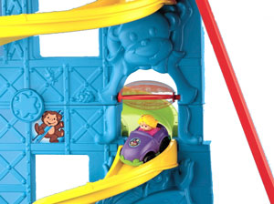 Car runs down the slide