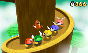 As Tanooki Mario, he can use his tail to hover or perform floating jumps and attacks