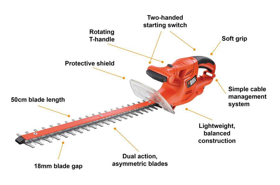 Black & Decker 450W 50cm Hedgetrimmer with 18mm Blade Gap Amazon.co.uk