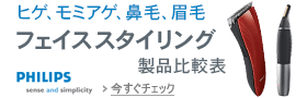 フィリップス メンズグルーミング FACE(ヒゲトリマー等)機能比較表