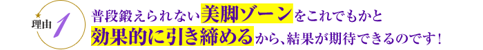 普段鍛えられない美脚ゾーンをこれでもかと効果的に引き締めるから、結果が期待できるのです！