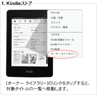 [オーナー ライブラリー]のリンクをタップすると、対象タイトルの一覧へ移動します。
