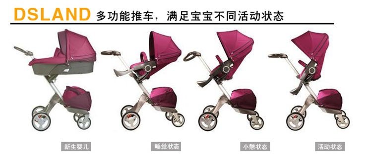 DSLAND高景观婴儿推车-浅蓝色(购买亚马逊该