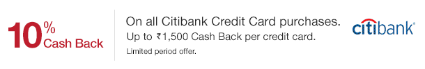 10% Cash Back on all Citibank Credit Card Purchases