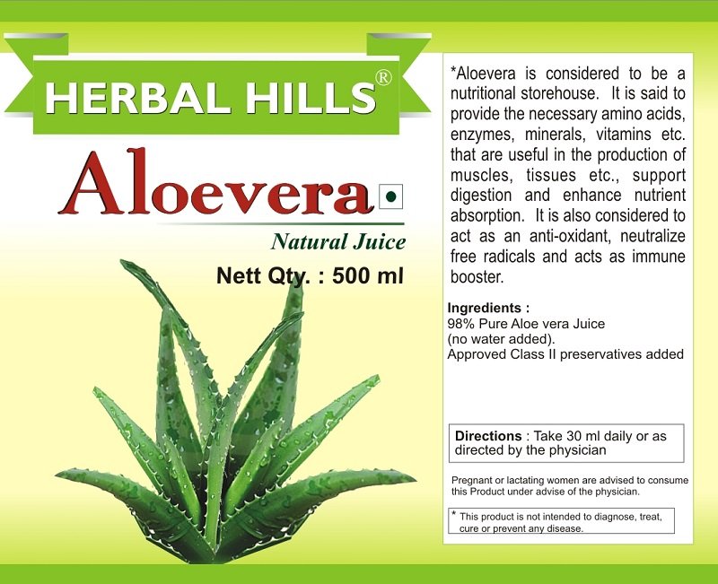 Buy Herbal Hills Aloe Vera Juice 500 ml Online at Low Prices
