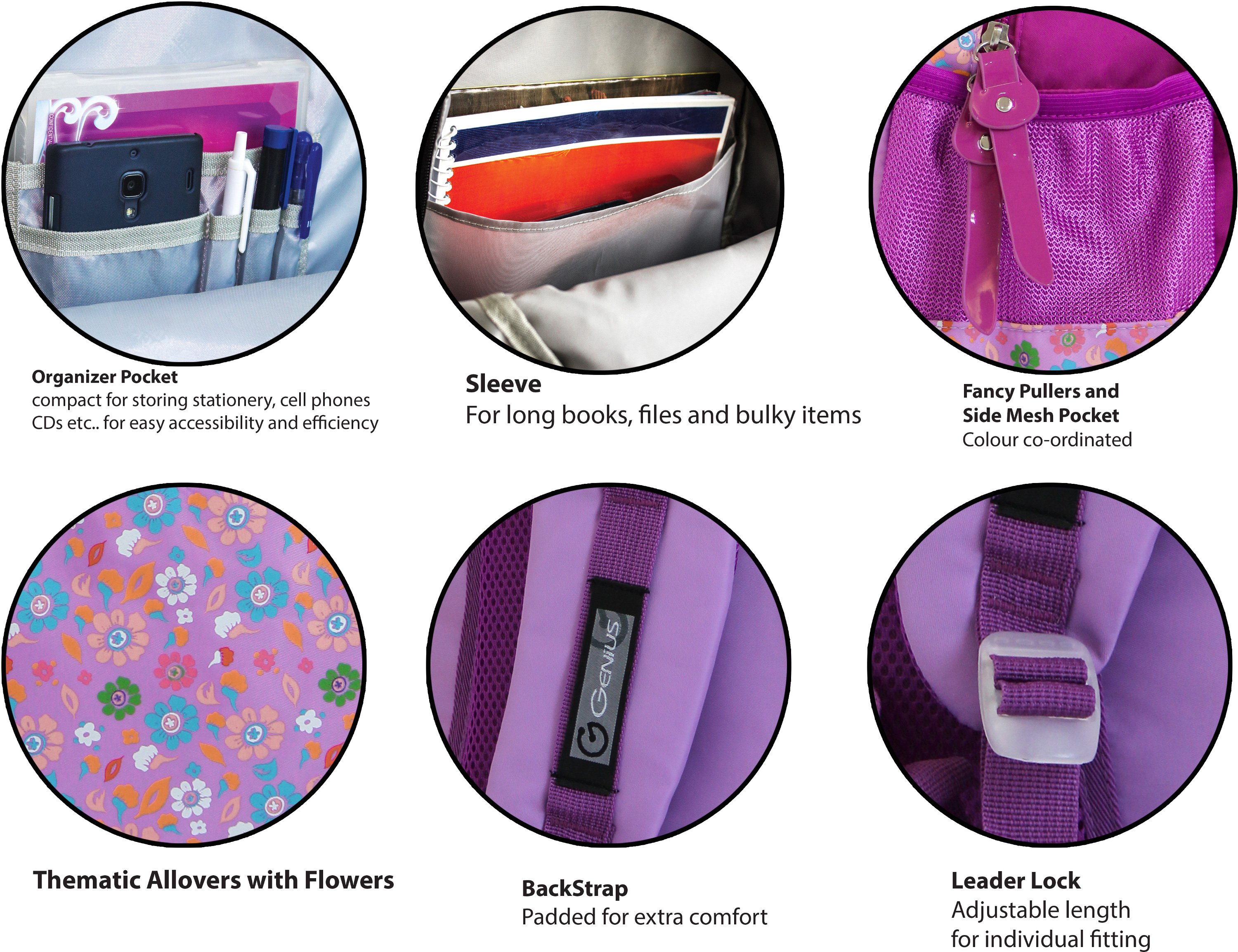 Genius Nylon Children's Backpack (GN 151915"Lilac) House Of Genius