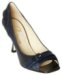 Delman Shoes navy stitched leather 'Motion' peep pumps