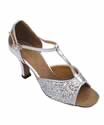 T-Strap Ballroom Dance Shoe Silver Sparkle