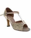 T-Strap Ballroom Dance Shoe Gold Sparkle