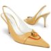 Borgo degli Ulivi Front Bow Camel Leather Slingback Pump Shoes