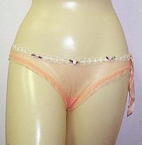 Necessary Objects 2266 Beauty Queen sheer ribbon trimmed thong