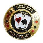 New "Bullets" Poker Card Guard - High Quality Brass, Gold Plated Card Guard Are ~ 30 Grams in Weight (~1 Oz) in Weight, About 40mm in Diameter. Free Shipping Within the Continental U.S.