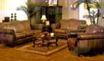 Brown Leather Living Room Set With Table Set
