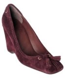Car Shoe bordeaux suede tassel wedge pumps