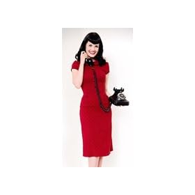 Pinup, Classic, Vintage, Retro, Red with Black dot Puff Doll A-line Dress Pinup, Classic, Vintage, Retro, Red with Black dot Puff Doll A-line Dress