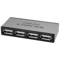 Speicherkarten: Rotronic VALUE USB 2.0 Micro Hub Aluminium HUB USB 4P 4 x USB-A/Buchse 1 x USB-mini 5pol/Stecker + Kabel silber-schwarz