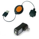 For For Sony Clie PEG-T415 Retractable Sync and Charge Cable - Travel Charger Bundle