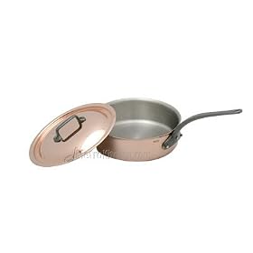 Mauviel 2mm 3.2 qt. Copper Saute Pan with a Cast Iron Handle, with Lid by Mauviel