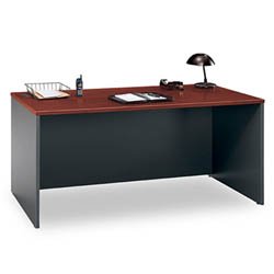 Bush Desk 66 inch Wide - unique and modern design blended with functionality - WC24442 - (Hansen Cherry / Graphite Gray)