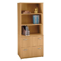 Bush Furniture Universal Wall System Lateral File Storage, Light Oak