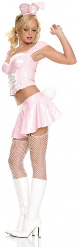 Sexy Playboy Vinyl Bunny Costume W/Garter Skirt