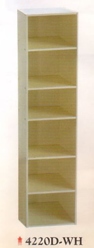 6 SHELF WOODEN CABINET / BOOKECASE IN WHITE FINISH
