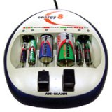 Ansmann Energy 8, NiMh & NiCad Battery Charger, for up to 6 AA/AAA or 4 C or D Cells, or any Combination of C/D/AA/AAA Plus 2 9V Cells