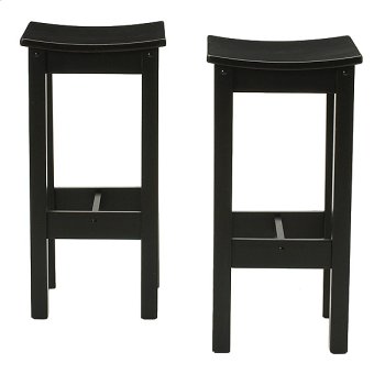 30 inch Antique Black Backless Stool - Set of 2