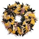 18" Round THREE ACHILLEA Lavender White & Gold WREATH
