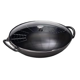 Staub Cast-Iron 7-Quart Wok with Glass Lid, Black by Woks