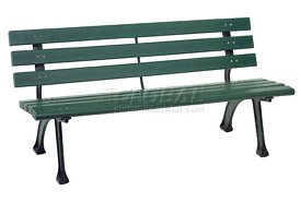 4'W Park Bench With Backrest - Green
