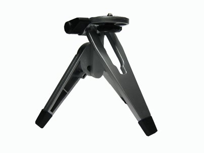 Festnetztelefone: Flaches Mini Stativ aus Kunsstoff f�r Digitalkamera und Videokamera in silber