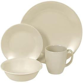 Corelle Livingware Sandstone 16-Piece Dinnerware Set, Service for 4 by Corelle