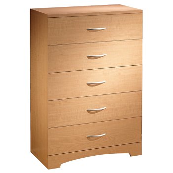 Natural Maple and Chrome 5-Drawer Chest