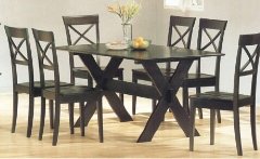 Set of 2 Cross Back Design Cappucino Finish Dining Chairs