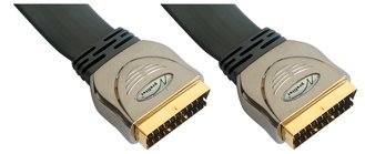 Heimkinosysteme: High-End Scart-Kabel 1,50 Meter Flachband, 21-pol Scart-Stecker auf 21-pol Scart-Stecker Home Cinema Quality