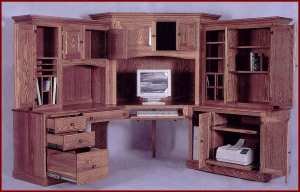 6-PC Deluxe Corner Computer Center-Oak (Medium Stain)
