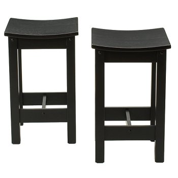 24 inch Antique Black Scoop Stool - Set of 2