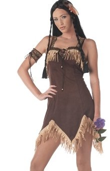 Sexy Womens Adult Costume Sexy Indian Princess Girl Outfit Native American Pocahontas Tiger Lily Lilly Brown Dress
