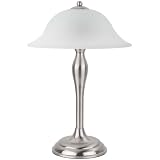Globe Candice Two-Light Table Lamp, Brushed Steel with Alabaster Globes