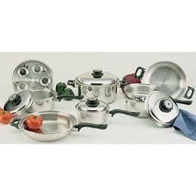 17pc Surgical Stainless Steel Waterless Cookware by Steam Control