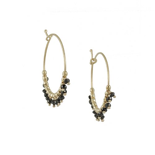 MIZUKI- Black Diamond Row Hoop Earring