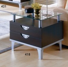 Quebeko 418 Pablo Espresso End Table 2 Drawers 
