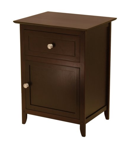 Winsome 92115 Night Stand with Cabinet and Drawer - Espresso