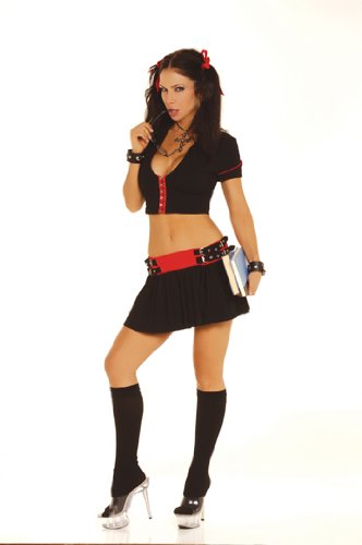 Sexy Gothic School Girl - 2pc Costume - Skirt w/Buckle Trim and Shirt w/Hook & Eye Closure