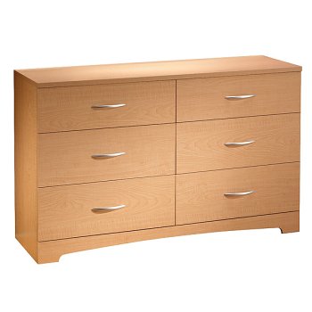 Natural Maple and Chrome Double Dresser